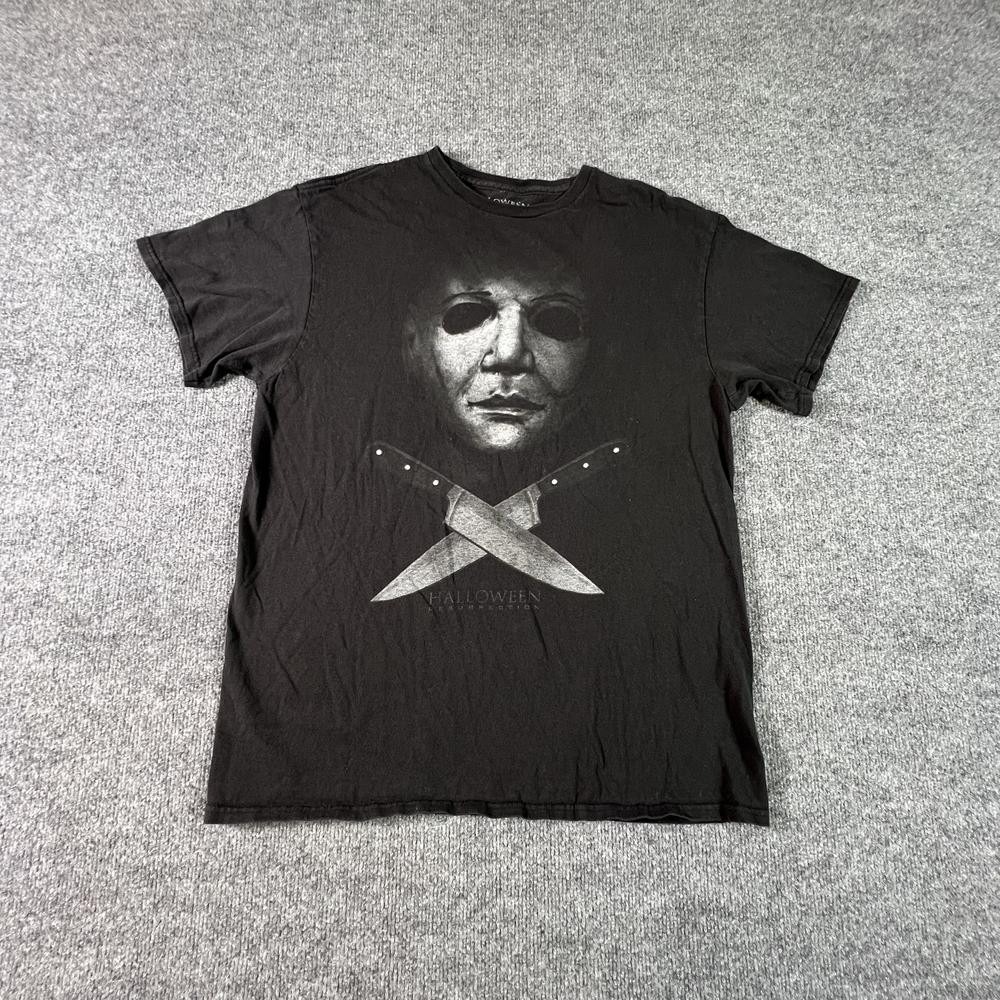 Halloween Resurrection T-Shirt Men's L Black Michael Myers Graphic Cotton Summer